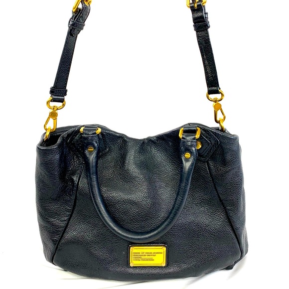 Marc By Marc Jacobs Handbags - Marc by Marc Jacobs Classic Q Francesca Black Pebbled Leather Large Shoulder Bag
